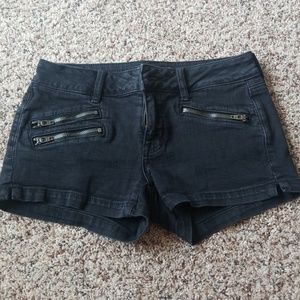 Stretch low rise black Jean shorts